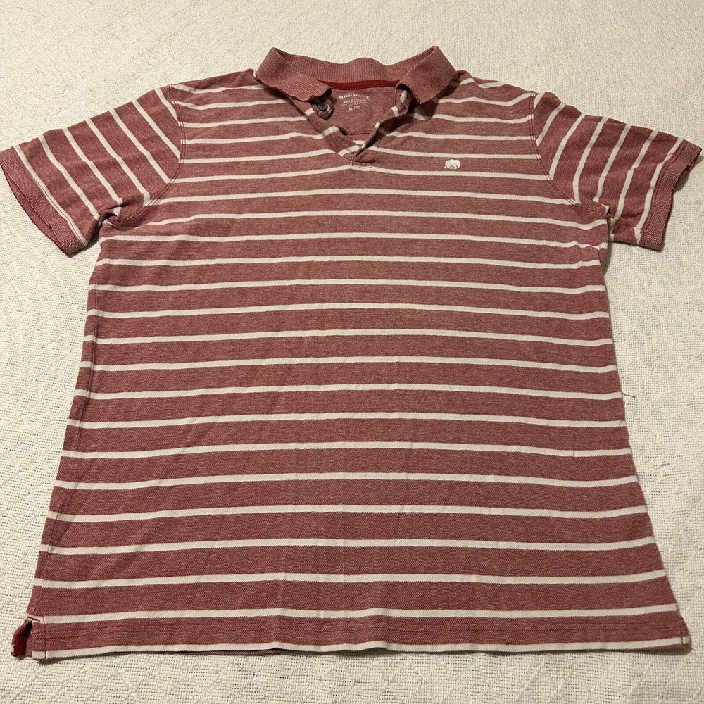 Banana Republic Shirt Mens XL Red Striped Polo Golf Outdoors Casual Classiccore